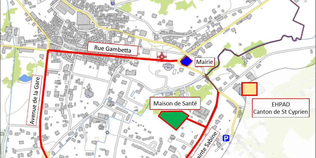 Plan d’accès à la maison de santé de Saint-Cyprien